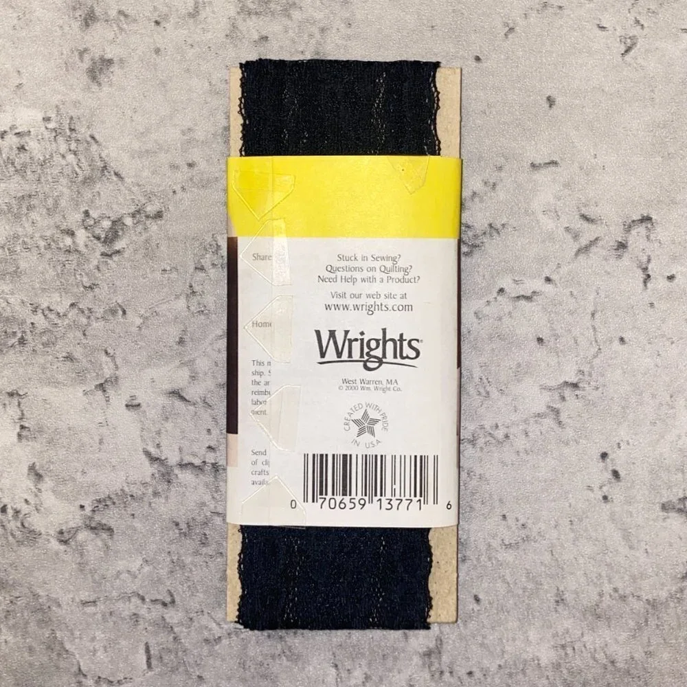 Wrights Flexi-Lace Cream and Black Hem Facings, 2.5 Yards